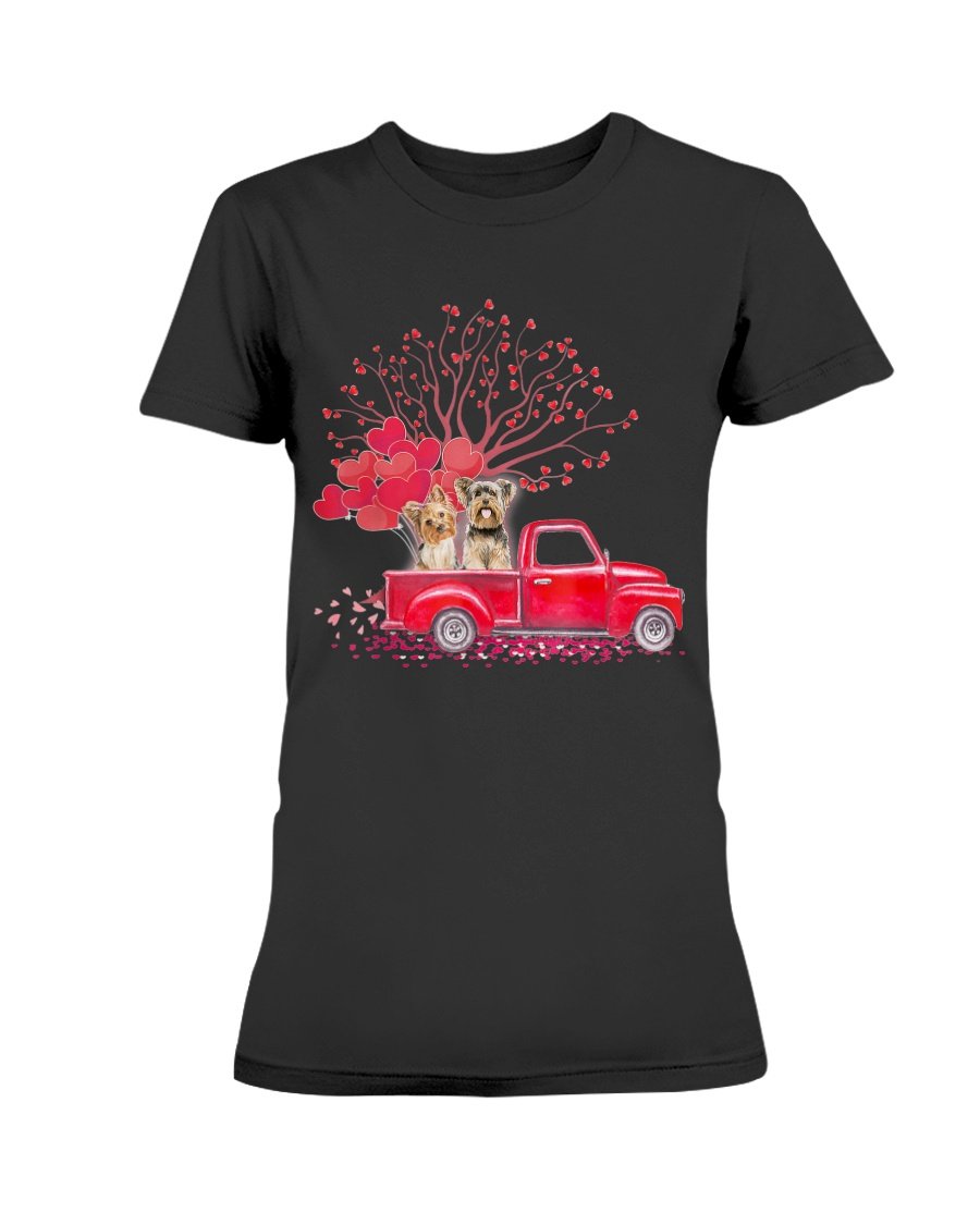 Couple Yorkie Dog Truck Valentine’s Day T-Shirt