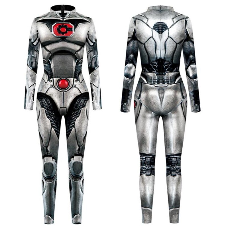 Superhero Victor Stone Cyborg Jumpsuit Catsuit Cosplay Costumes Zentai Halloween Women Men Unisex Bodysuit Fancy Dress alx