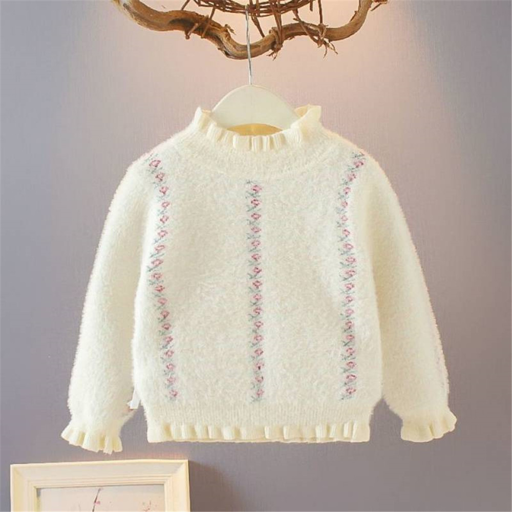 2022 Autumn Winter Girls Bow Knitted Sweater Baby Kids Thick Keep Warm Long Sleeve Tops Toddler Children’s Pullover AA5446 alx