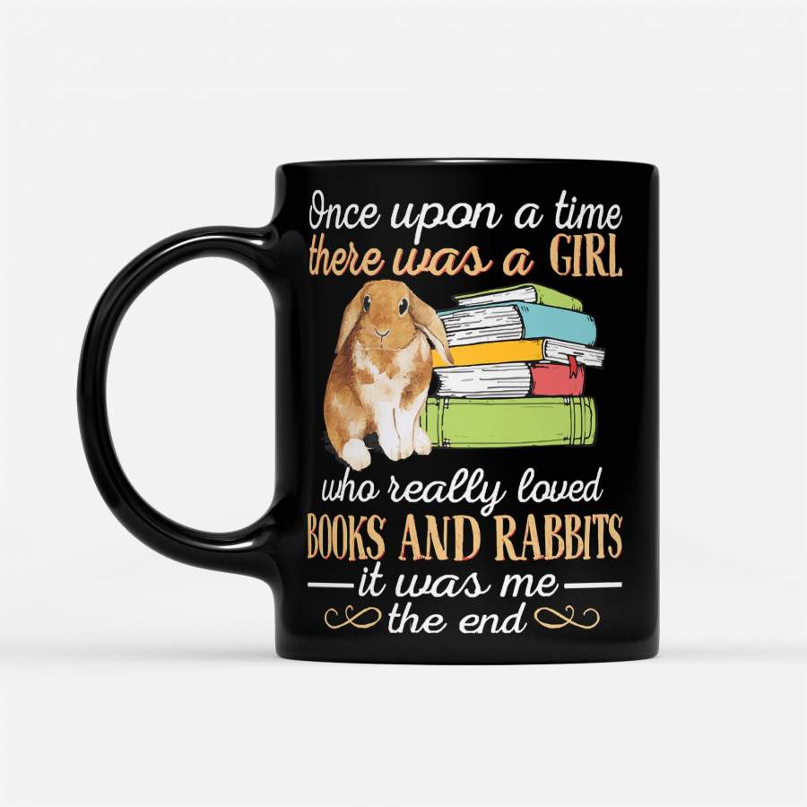 There Was A Girl Who Really Loved Books And Rabbits – Black Mug