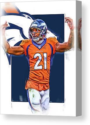 Aqib Talib Denver Broncos Oil Art Joe Hamilton Canvas Print