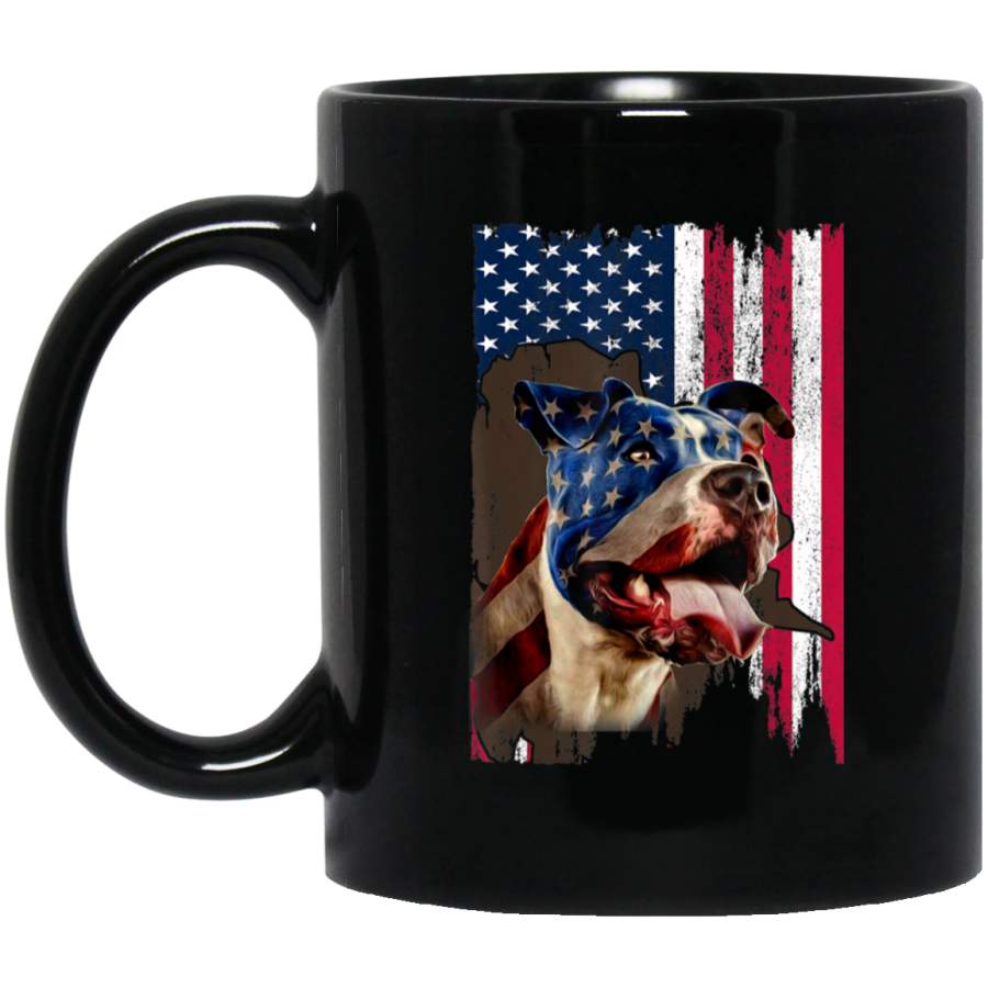 Pitbull American Flag Vintage Independence Day 4th of July Coffee Mug