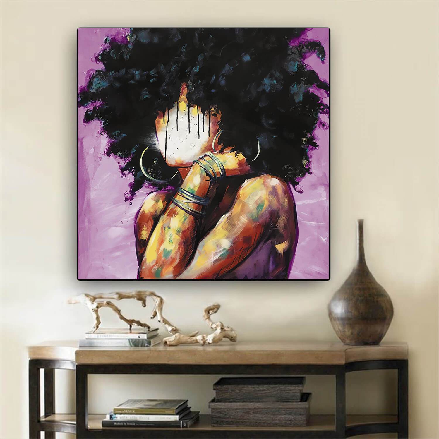 African American Canvas Art Cute Afro Girl Black History Artwork Afrocentric Home Decor BPS31512