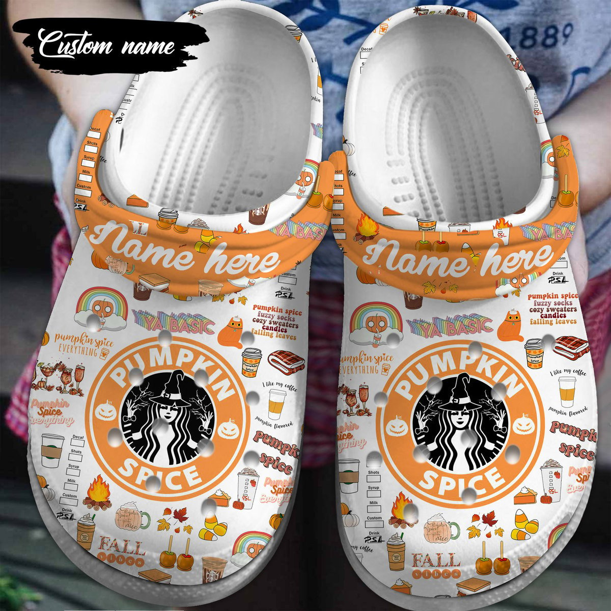 Starbucks Pumpkin Spice Crocs Crocband Clogs Shoes Comfortable For Men Women and Kids