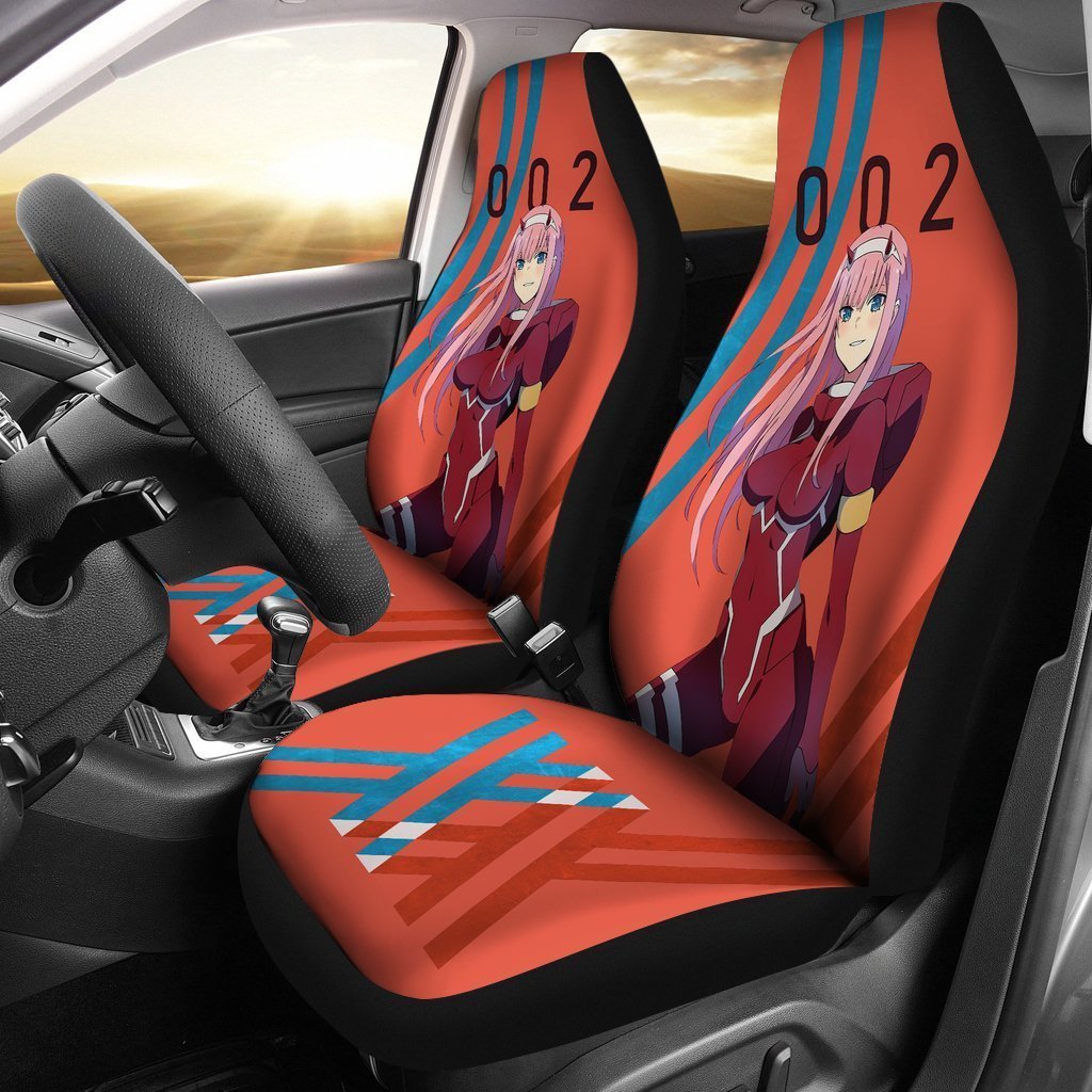 Zero Two Car Seat Covers Custom Anime Code 002 Darling In The Franxx