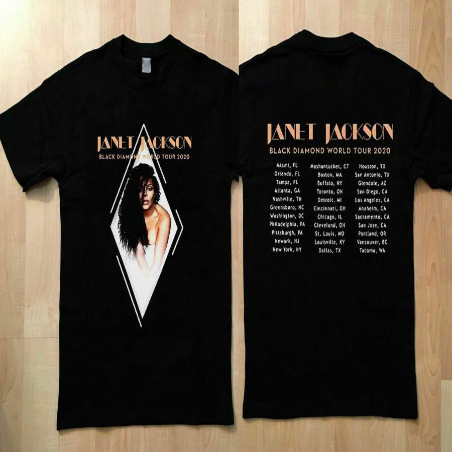 New Janet Jackson Black Diamond World Tour 2020 Black T-Shirt