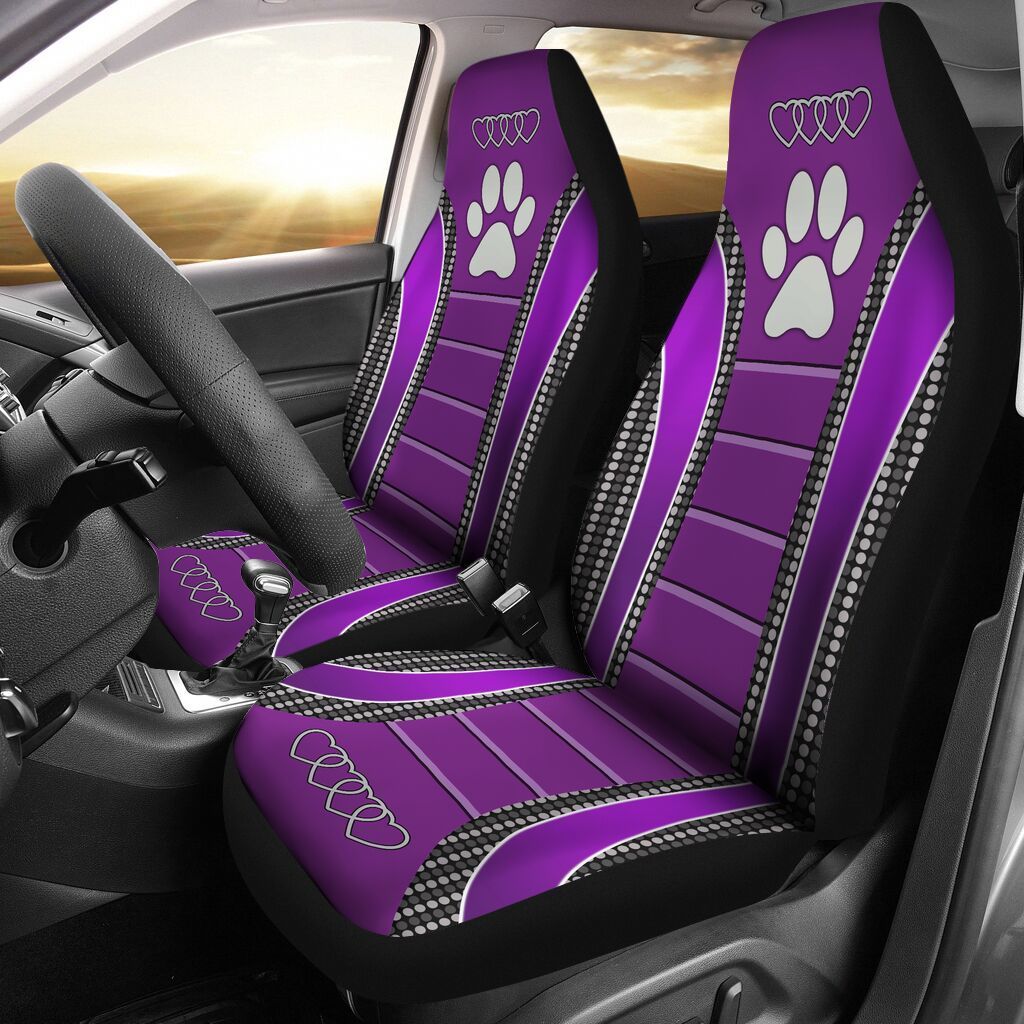 84CNVPET – Paw Dog Purple Car Seat Covers