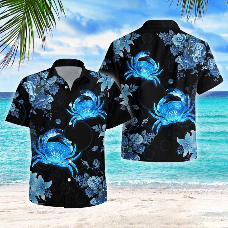 Crab Blue Hawaiian Shirt Ha15189