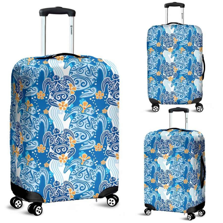 Sea Turtle Hawaii Blue Pattern Print Luggage Cover Protector Ha24347