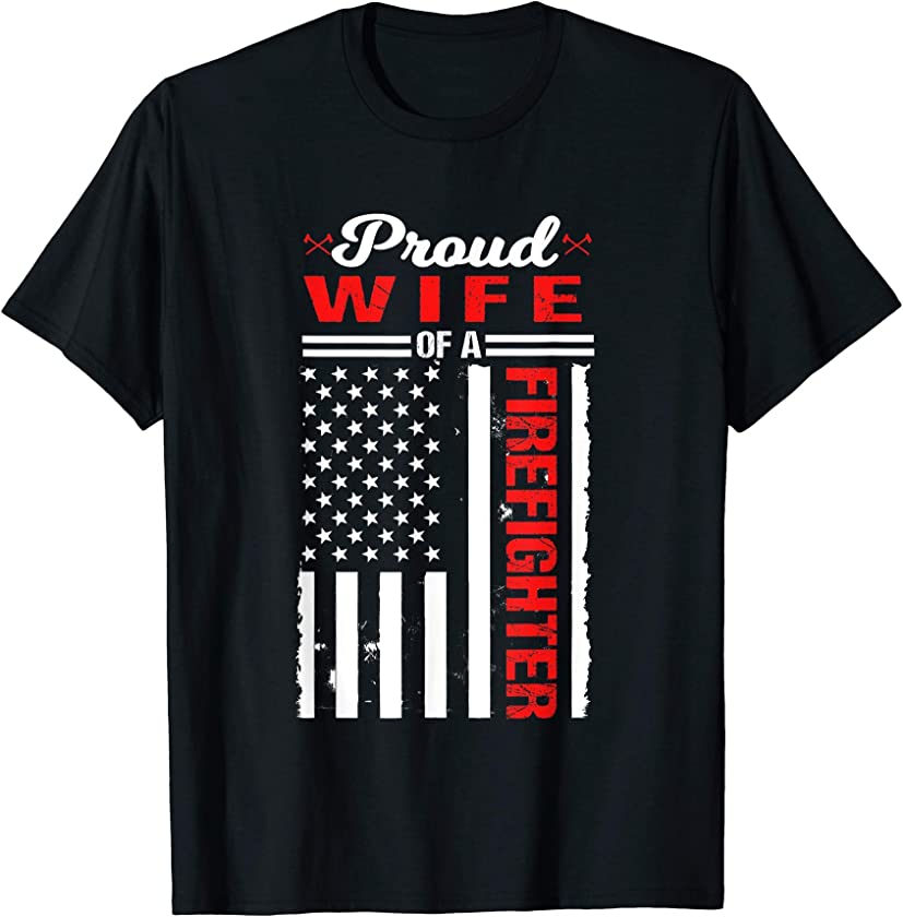 Wife Of A Firefighter Vintage Thin Red Line Fireman Gift T-Shirt