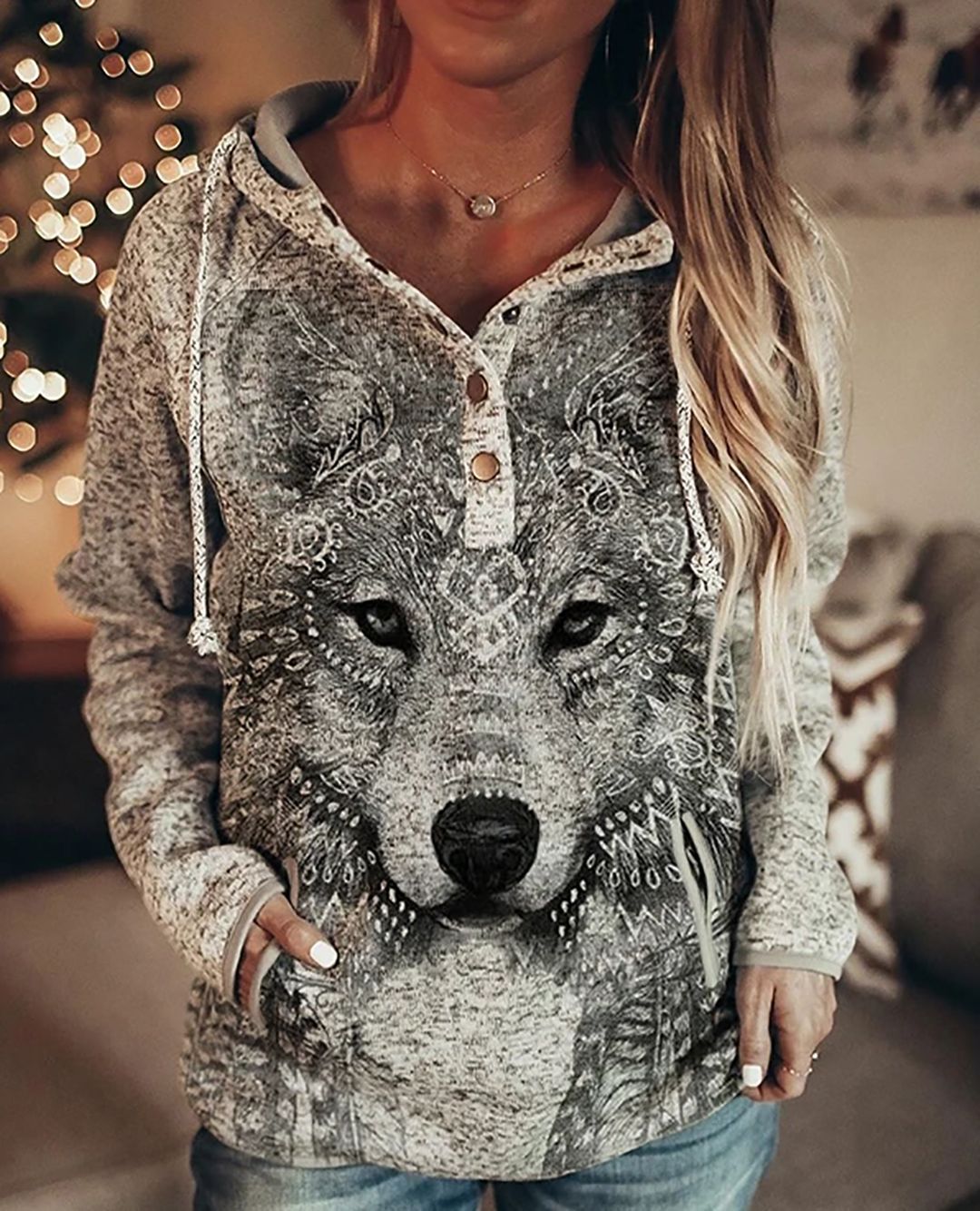 Wolf Hoodie Women Fashion Oversized Hoodies Vintage Sweats Girls Coat Women Sweatshirt Coat Hooded Pullover Owl Tracksuit Autumn alx