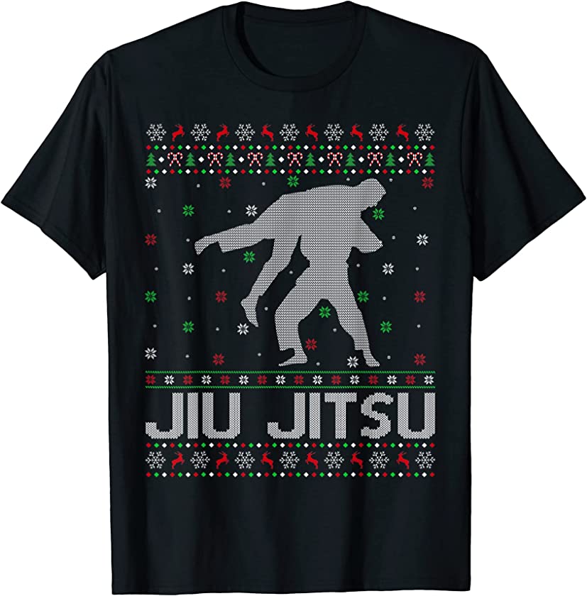 Ugly Christmas Sweater Style Jiu Jitsu Xmas T-Shirt