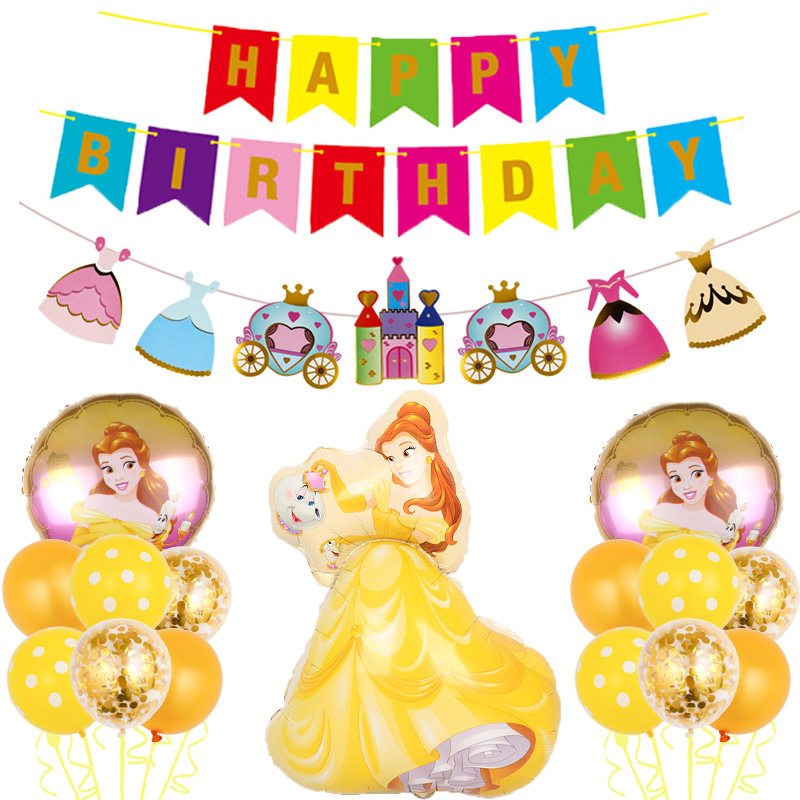 1set Large Belle Cinderella Snow White Princess Foil Balloons Baby Girl Birthday Party Decorations Kids Helium Globos Toys Gifts alx