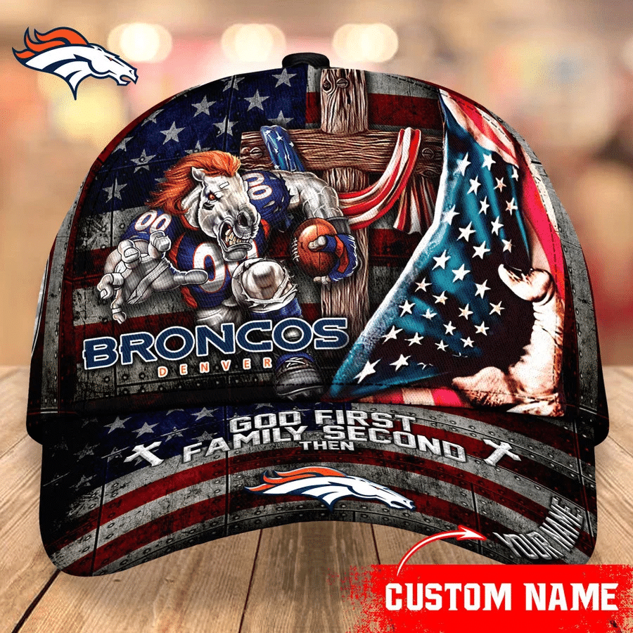 Denver Broncos Baseball Caps Mascot Flag Custom Name