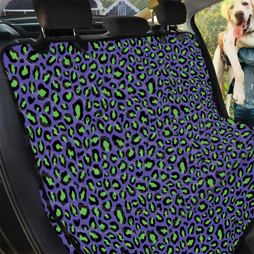 Purple And Green Leopard Pattern Print Pet Car Back Seat Cover