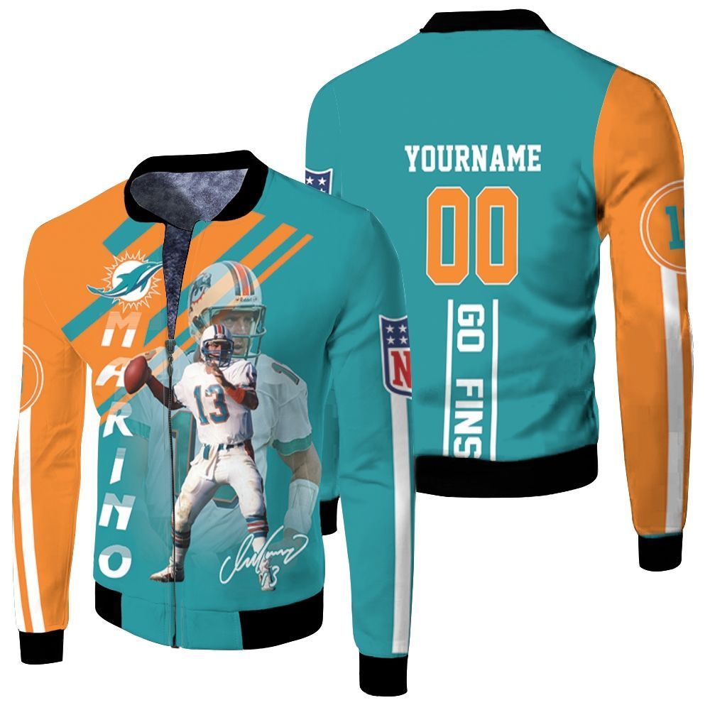 Dolphins Dan Marino 3D Fleece Bomber Jacket