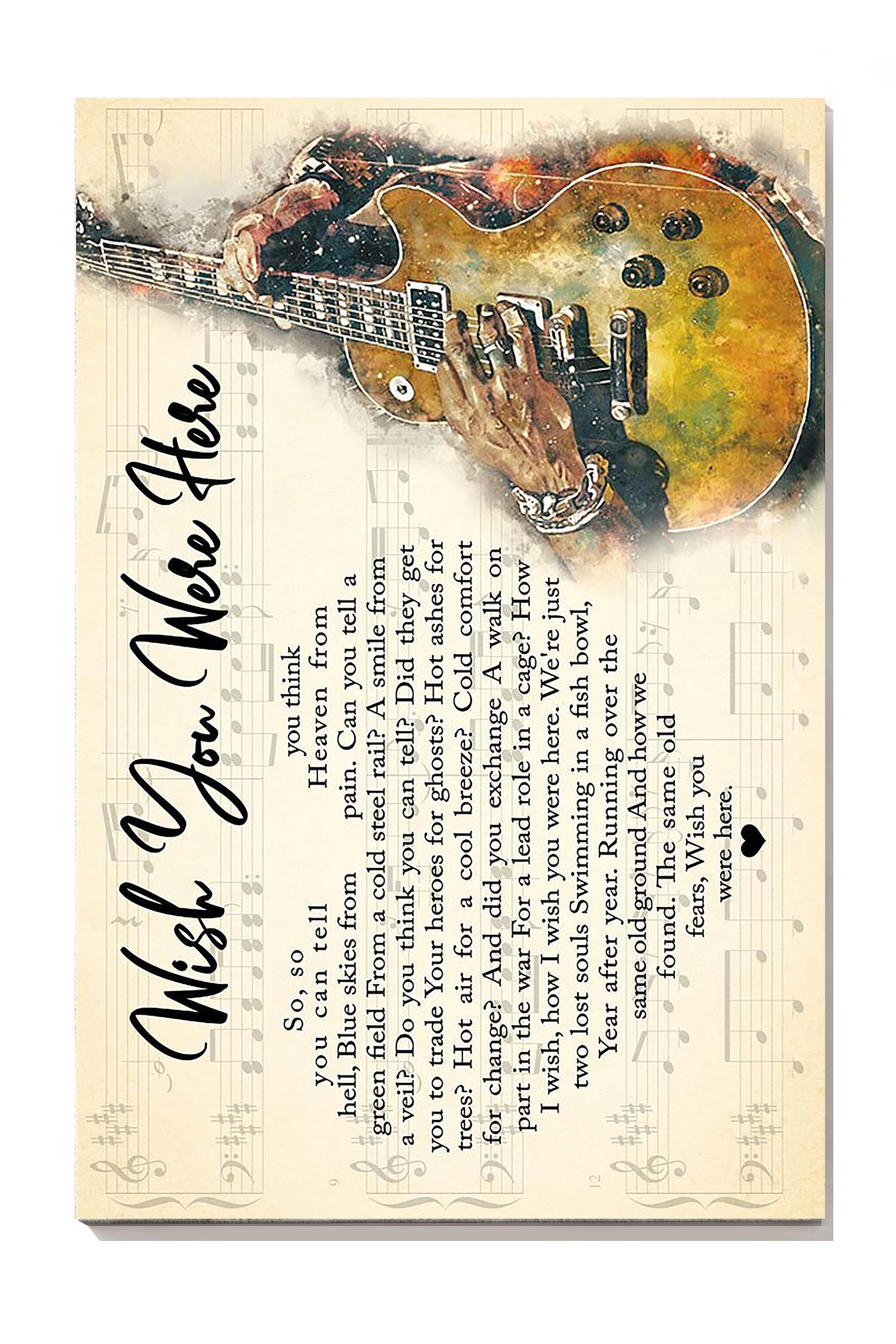 Wish You Were Here Vintage Guitar Wall Art For Arvil Lavigne Fan Home Decor Wrapped Canvas