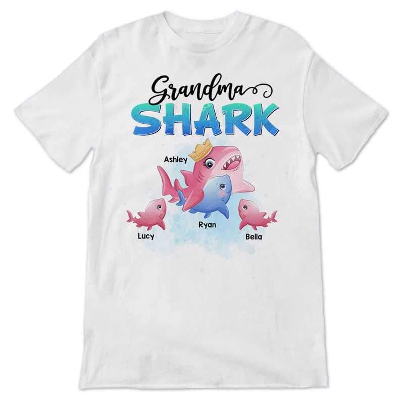 Cute Grandma Shark And Kids Personalized Shirt