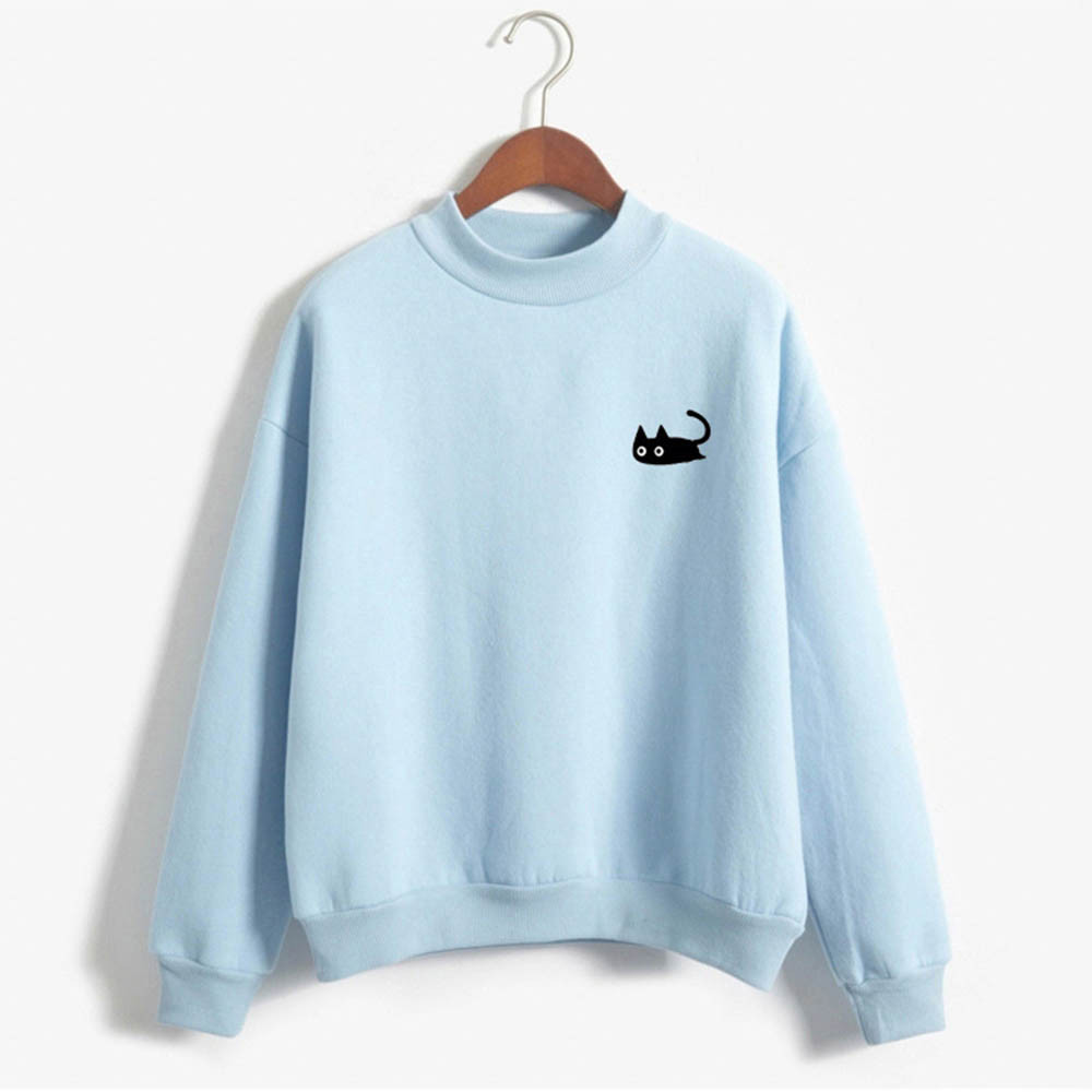 Women Autumn Casual Sweatshirt Cute Cat Printed Pullover Tops Long Sleeve O-Neck Loose Ladies Sweatshirts толстовка женская alx