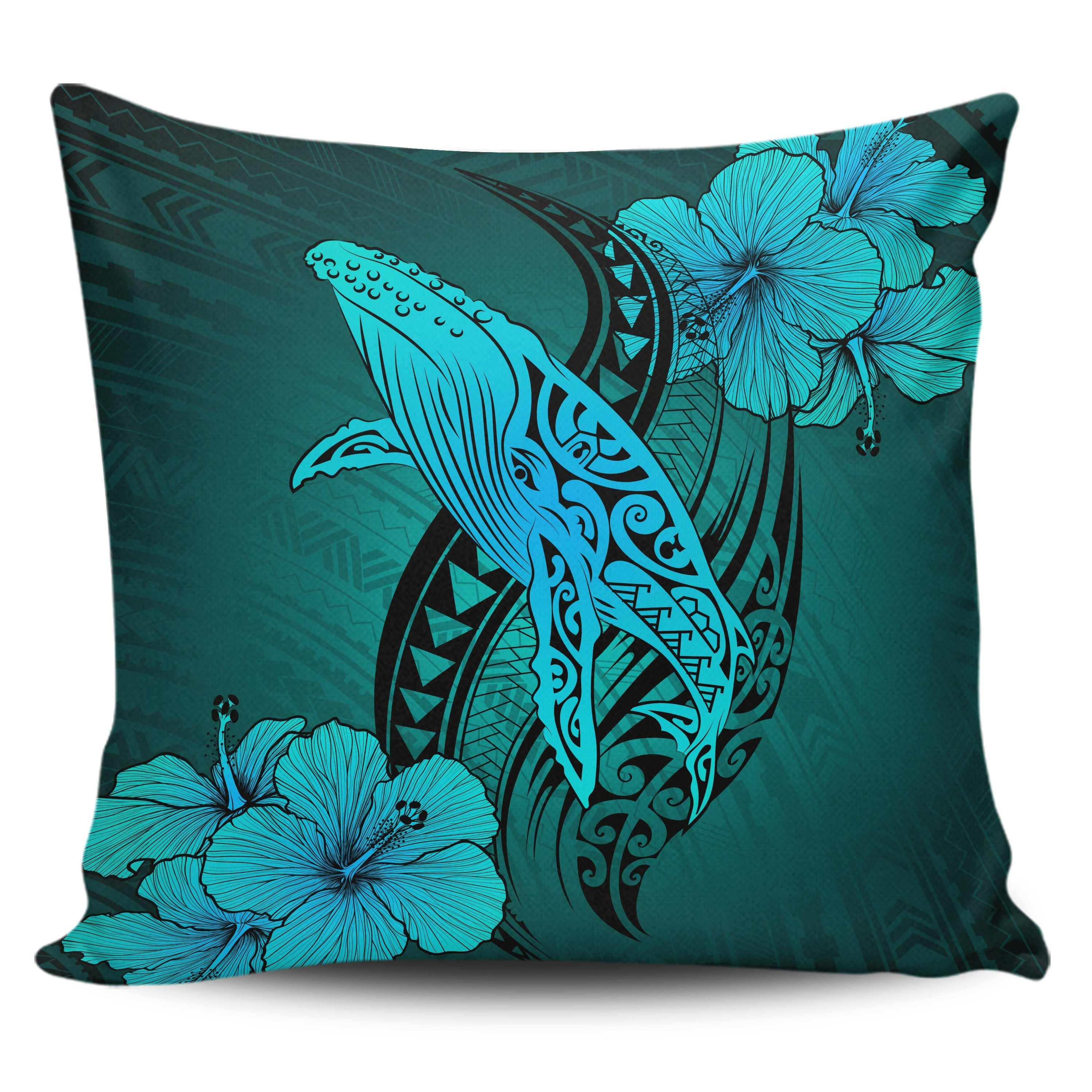 Hawaii Whale Swim Poly Turquoise Pillow Covers