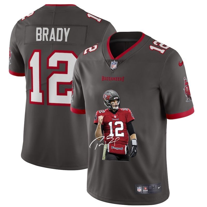 Tampa Bay Buccaneers Tom Brady #12 NFL Portrait Brandedition Grey Jersey