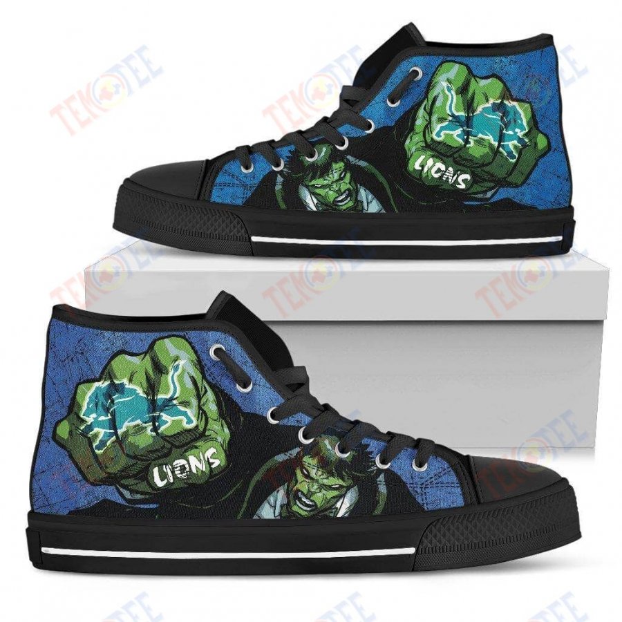 Mens Womens Detroit Lions High Top Shoes Hulk Punch 3D Printable TMT496