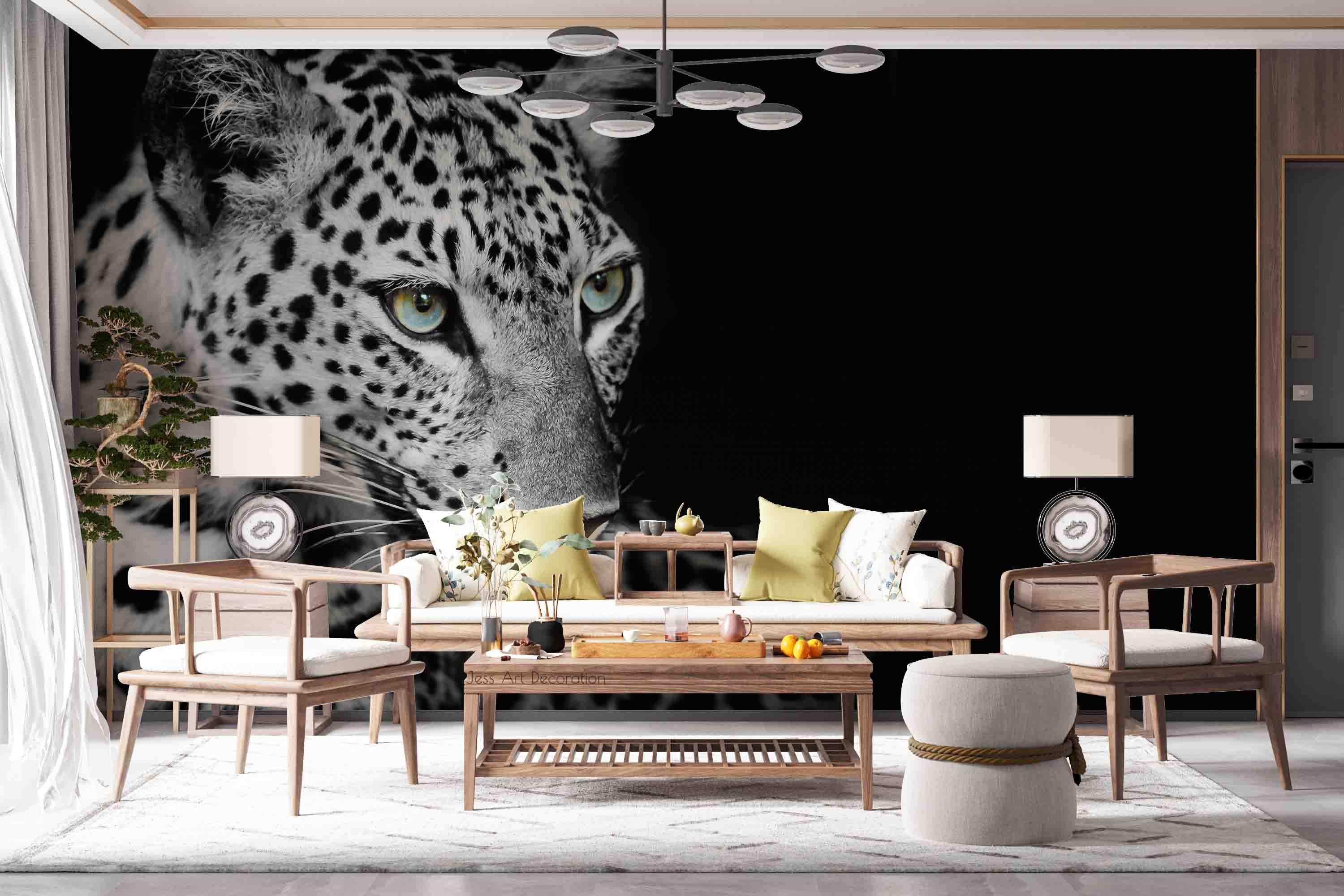 3D Black White Leopard Avatar Wall Mural Wallpaper Gd 2793