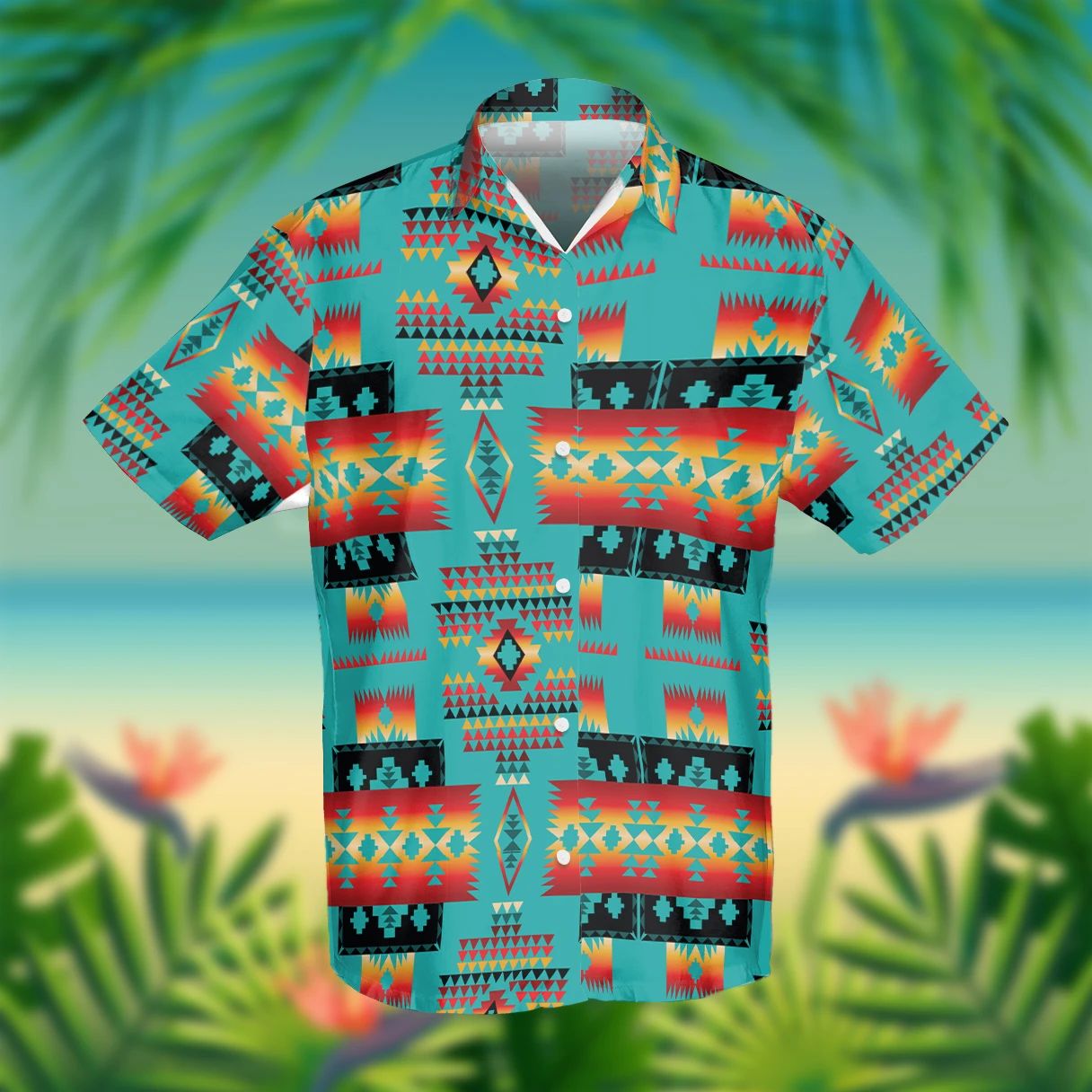 Blue Native Tribes Pattern American Hawaii Shirt Ha107578