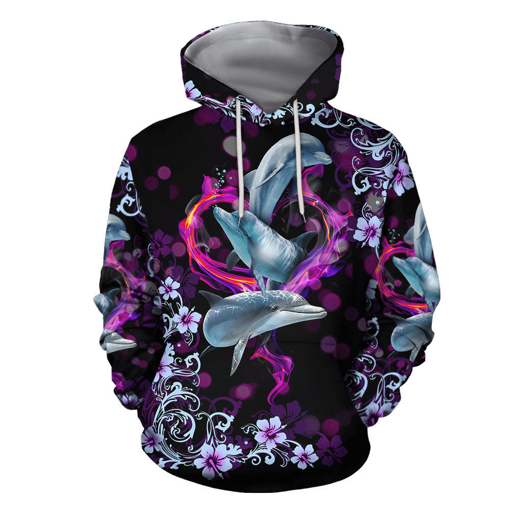 Dolphin Purple Awesome Design 3D Printed Sublimation Hoodie Hooded Sweatshirt Comfy Soft And Warm For Men Women S to 5XL CTC1301553