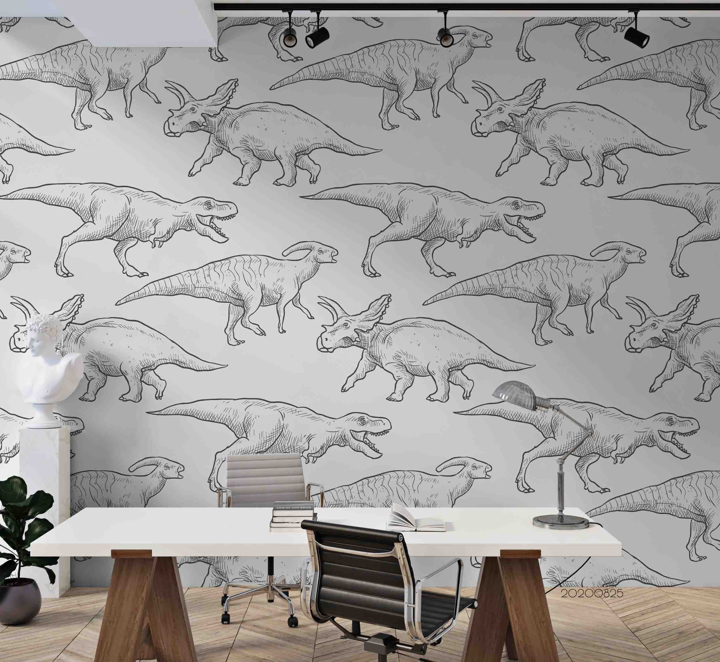 3D Hand Drawn Animal Dinosaur Wall Mural Wallpaper 14 Lqh