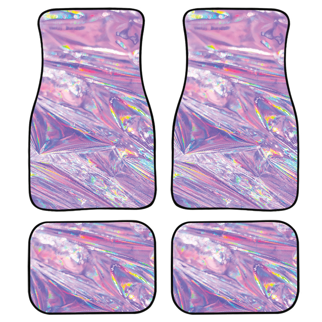 Purple Holographic Print Front And Back Car Floor Mats, Front Car Mat