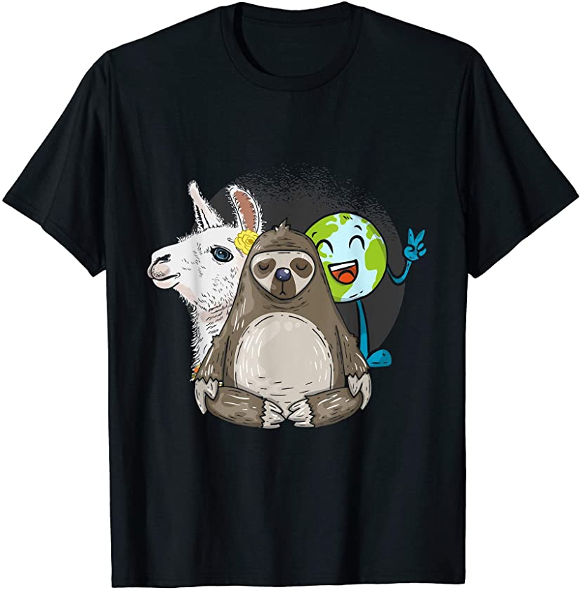 Alpaca Sloth Nature Animal Protection Lover Earth Day T-Shirt