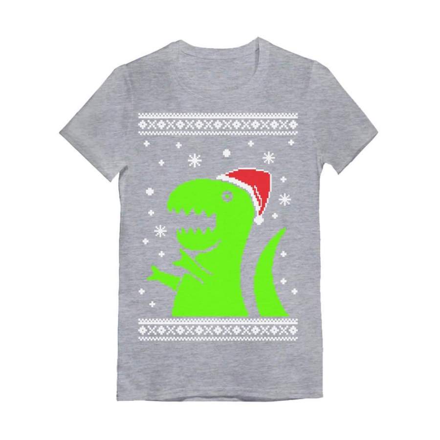 Big Green Trex Santa Ugly Christmas Sweater – Funny Infant Girls’ Fitted T-Shirt