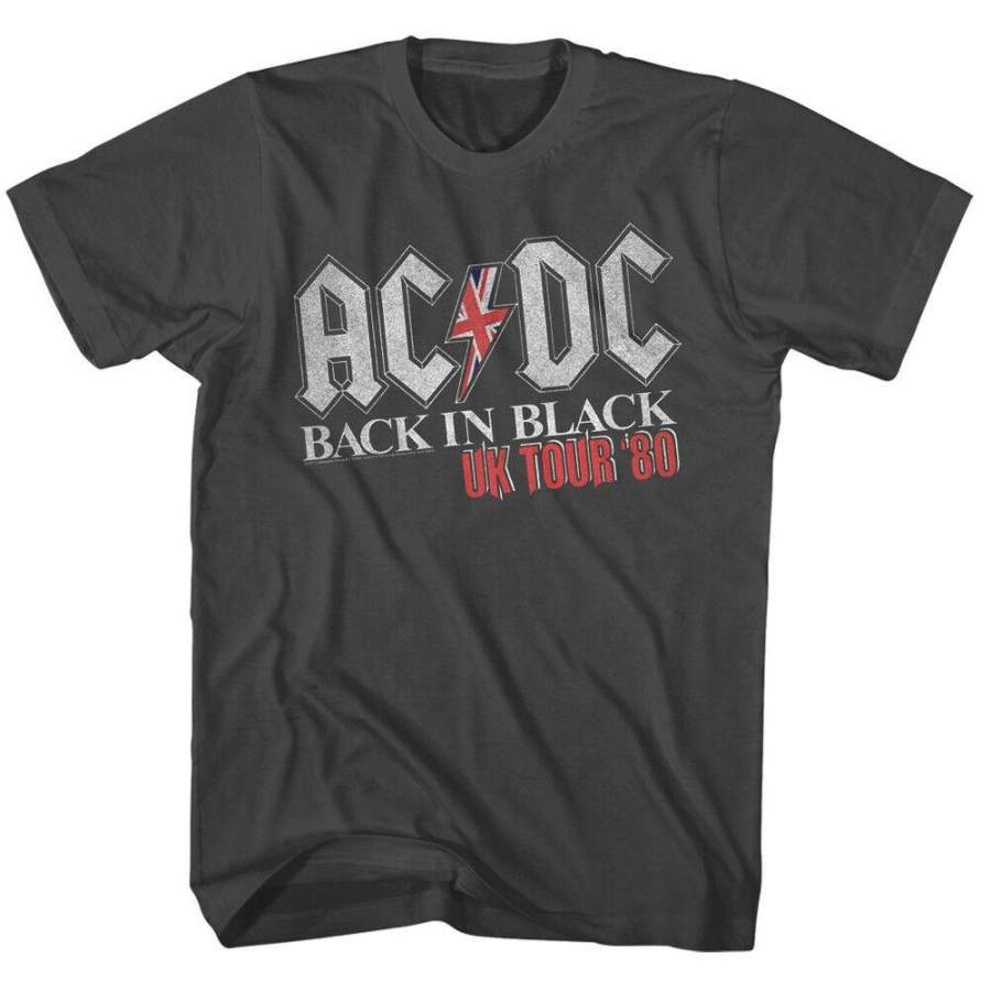 ACDC Back In Black UK Tour 1980 Mens T Shirt Vintage Ro