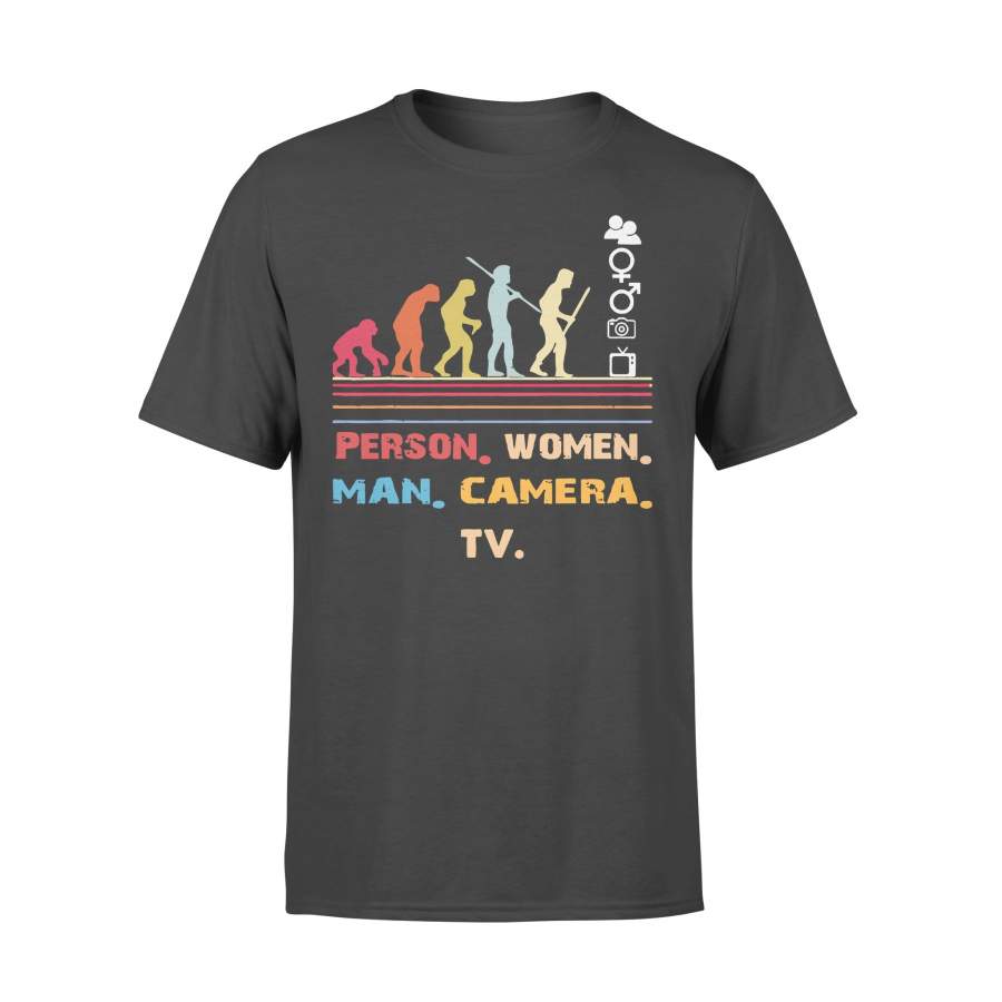 Person Women Man Camera Tv Evolution Vintage T-shirt