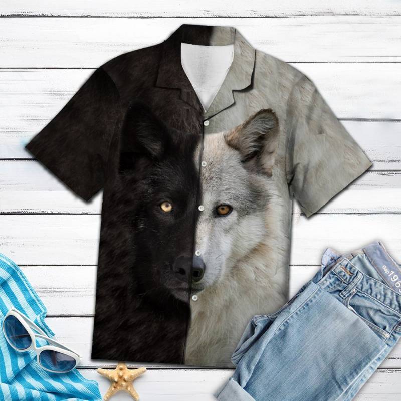 Wolf Black & White T3107 – Hawaiian Shirt