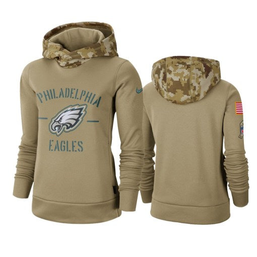 Philadelphia Eagles Khaki 2019 Salute To Service Therma Pullover Hoodie