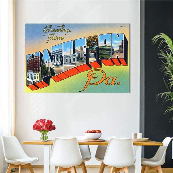 Canvas Wall Art Vintage Greetings From Hazleton Pennsylvania Wall Art Home Decor