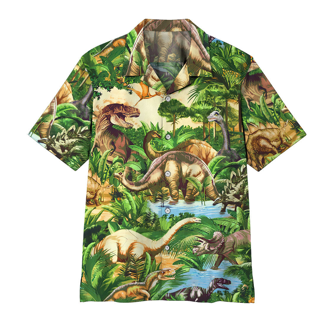 Gearhumans Dinosaur Hawaiian Shirt Ha96971