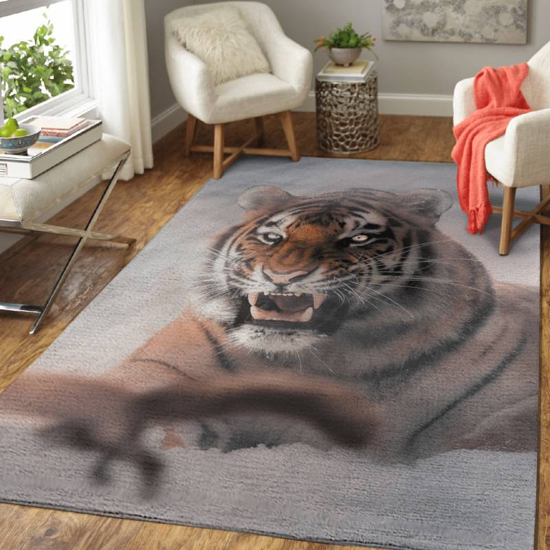 Tiger and Jumping Squirrel – Animals Area Rug Carpet