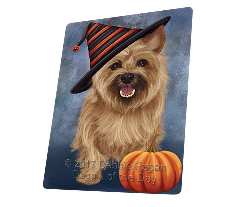 Happy Halloween Cairn Terrier Dog Wearing Witch Hat With Pumpkin Art Portrait Print Woven Throw Sherpa Plush Fleece Blanket