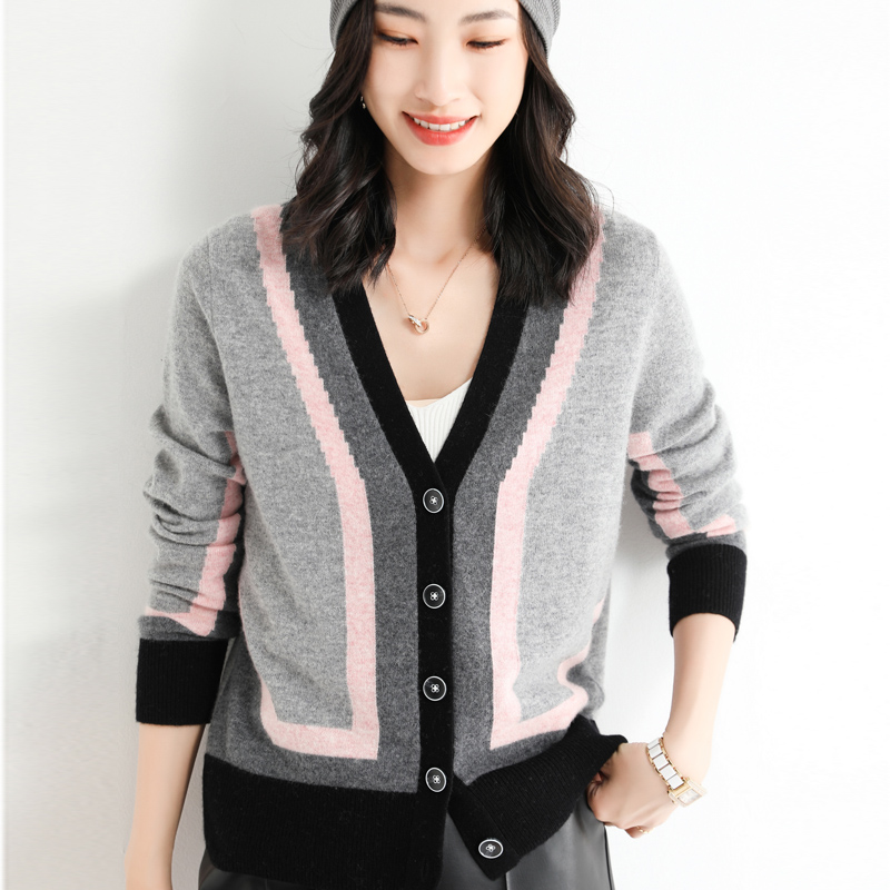 Spring Autumn Women’s Sweater Coat Western Style New V-Neck Slim-Fit Hit Single-Breasted Short Knit Cardigan With Thin Outerwear alx