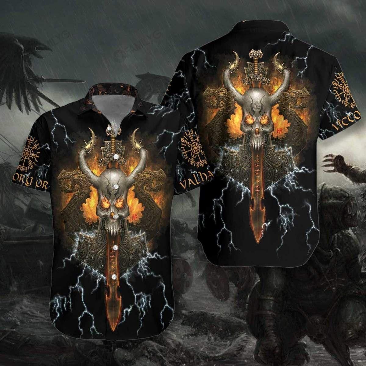 Viking Shirts – Nordic Vikings Skull – Viking Hawaiian Shirt Summer Hawaiian For Men, Women, Couple