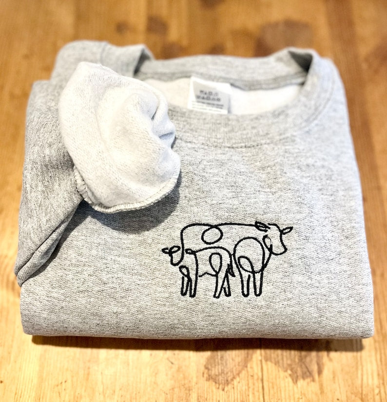 Cow Pullover Embroidered Sweatshirt 2D Crewneck Sweatshirt All Over Print Sweatshirt For Women Sweatshirt For Men Sws2973