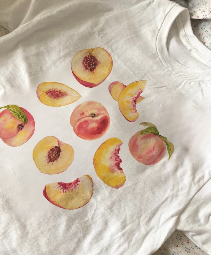 Vintage Peach Fruit Graphic Aesthetic Shirt Outfit