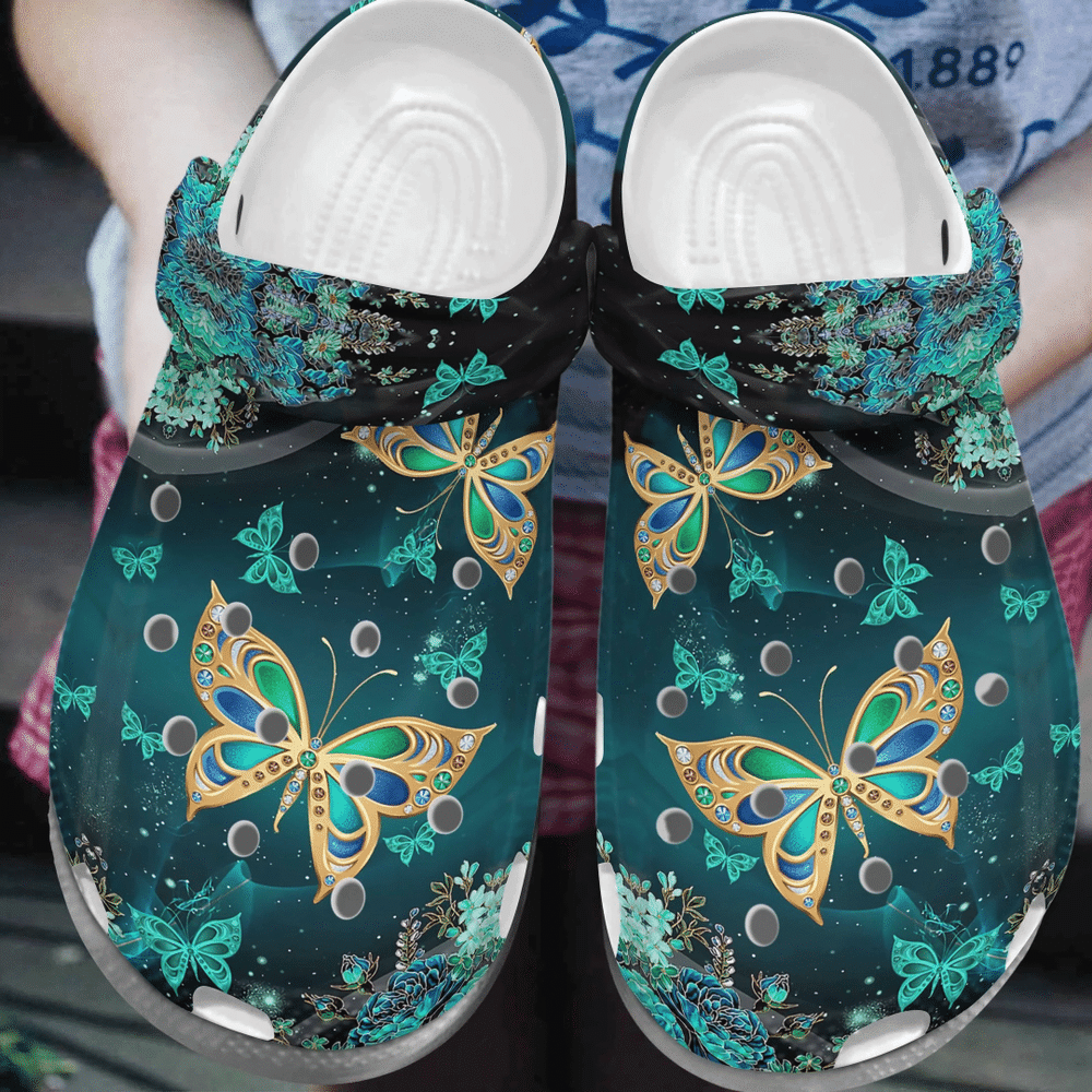 Lighting Buttefly Magical Butterflies Gift For Lover Rubber Crocs Clog Shoes Comfy Footwear