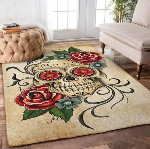 Sugar Skull Art Rectangle Living Room Rug Carpet All Over Print Logo Custom Area Rug Carpet Full Sizes Home Living Rug Carpet Decor