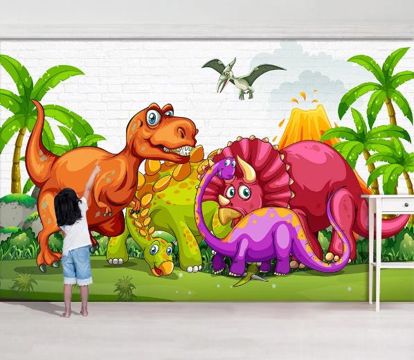 3D Dinosaur Wall Mural Wallpaper 950