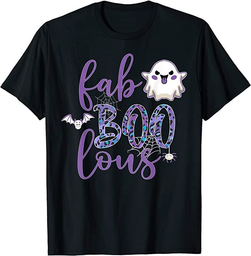 np0p Leopard Boo Halloween Spooky Vibes Autumn Halloween T-Shirt