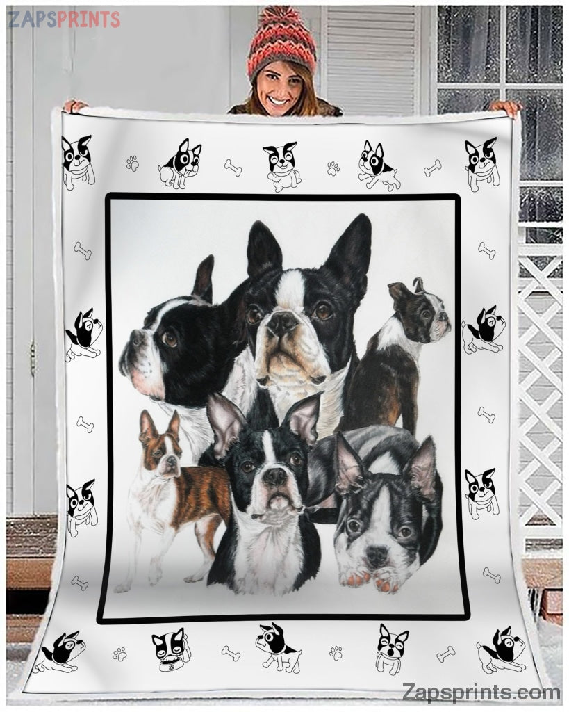 Doston Terrier Dog Blanket, Boston Terrier Oversized Blanket